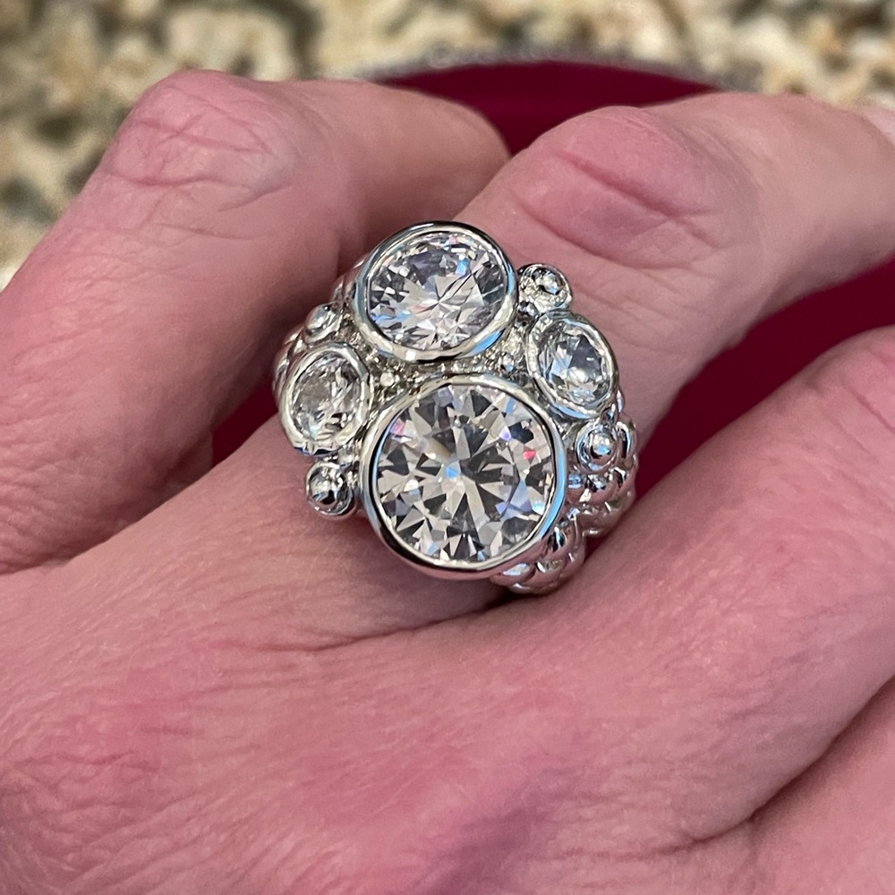 NEW!! solid sterling silver 925 white topaz ring